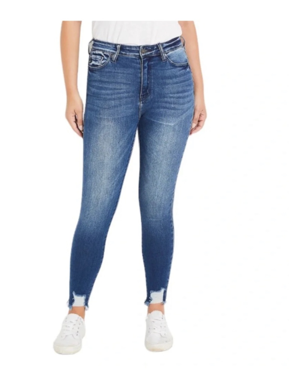 Kancan for Maurices High Rise Ripped Hem Skinny Jeans in dark sandblast size 29